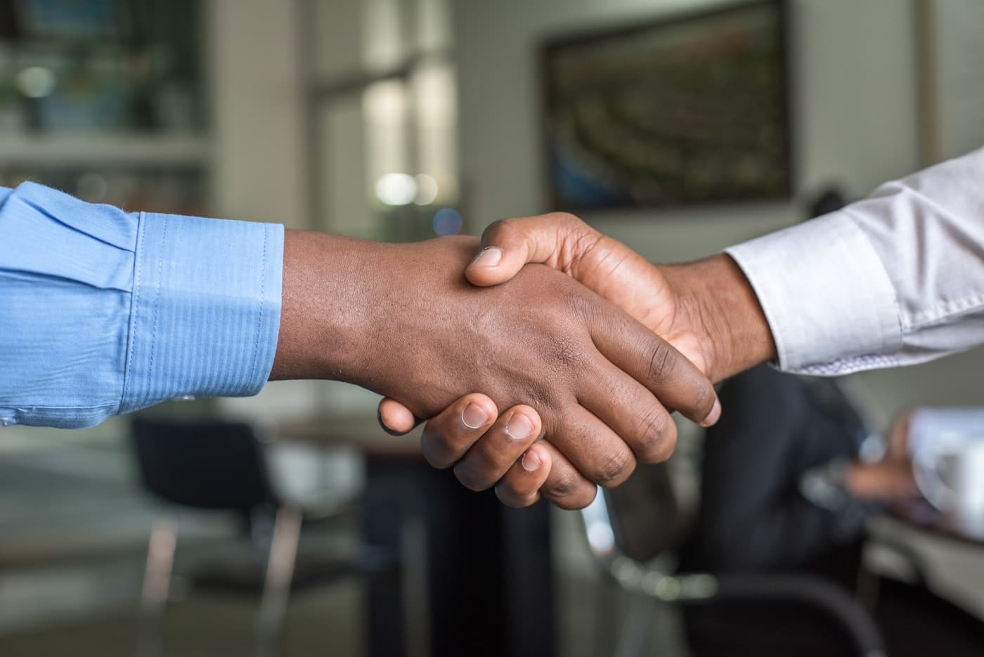 Business leaders sealing a consulting partnership
